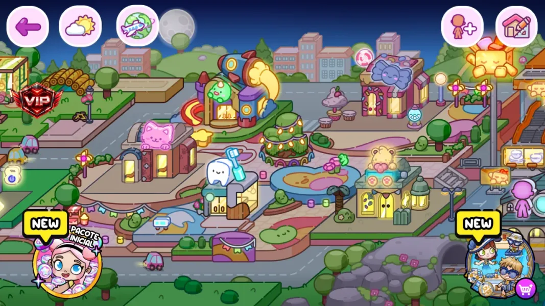 Avatar World ® — mapa da cidade a noite