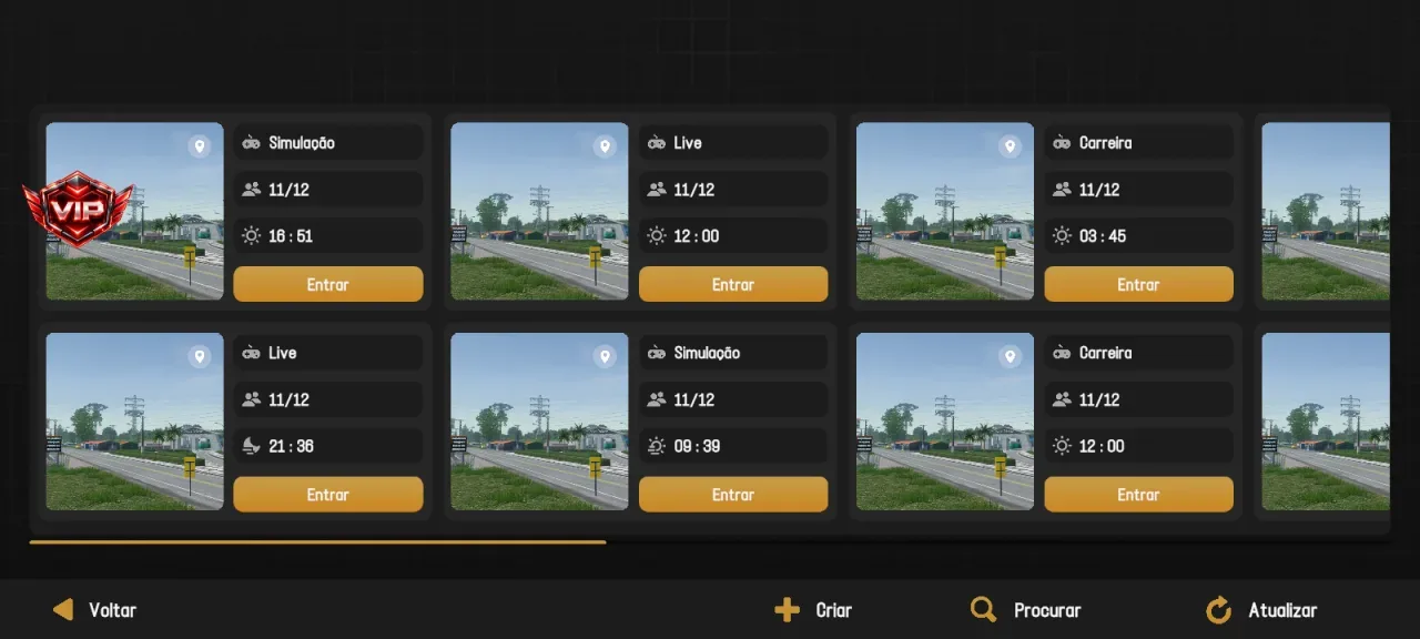 Global Truck Online — salas do modo online