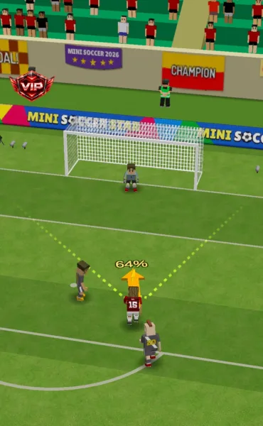 Mini Soccer Star - Futebol 26 — mirando o chute com a seta de forca