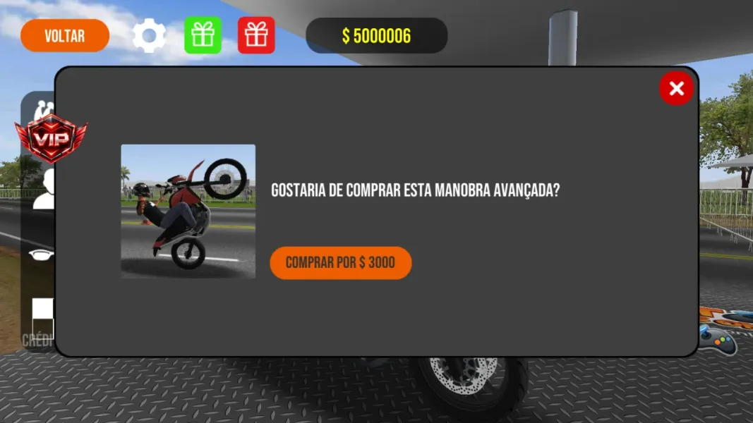 Moto Wheelie 3D — comprando manobra avancada por 3 mil