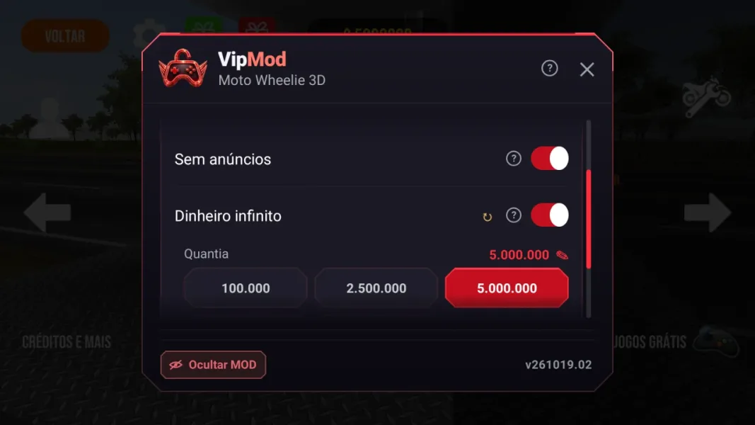 Moto Wheelie 3D — menu mod