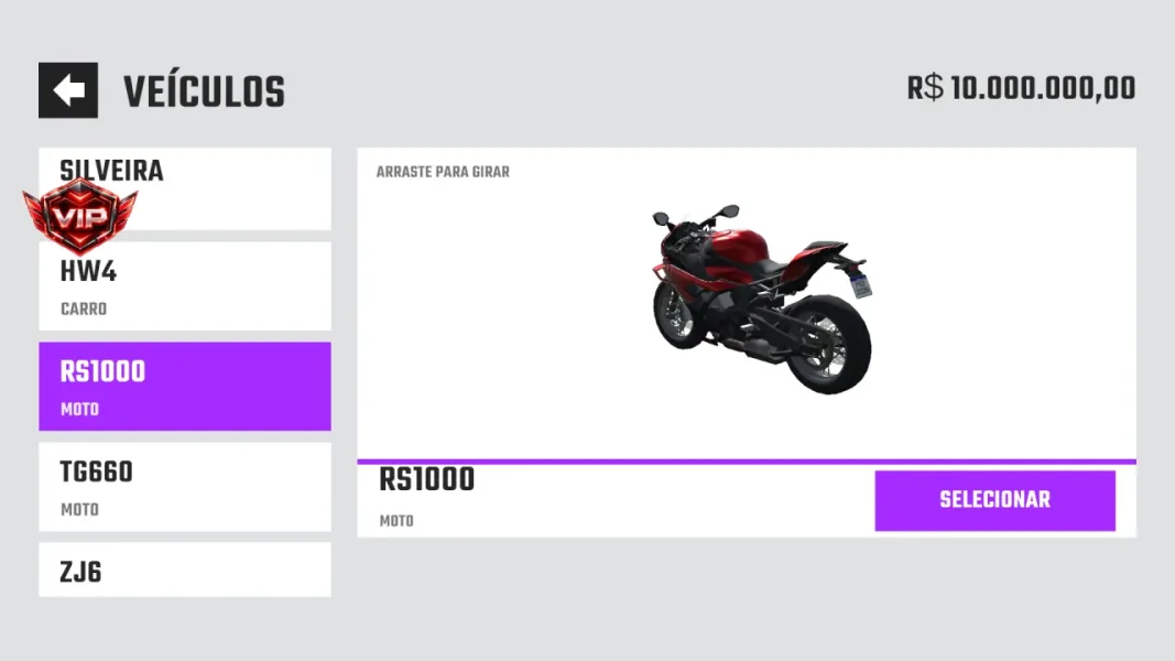 Projeto Grau 2 — moto rs1000 liberada sem comprar