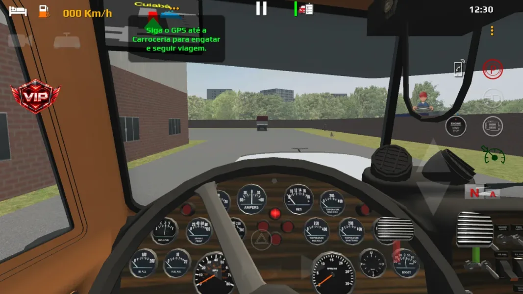 World Truck Driving Simulator — cabine seguindo o gps ate a carroceria