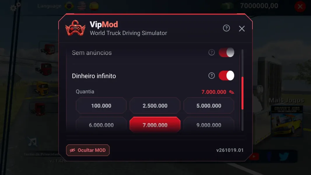 World Truck Driving Simulator — menu mod